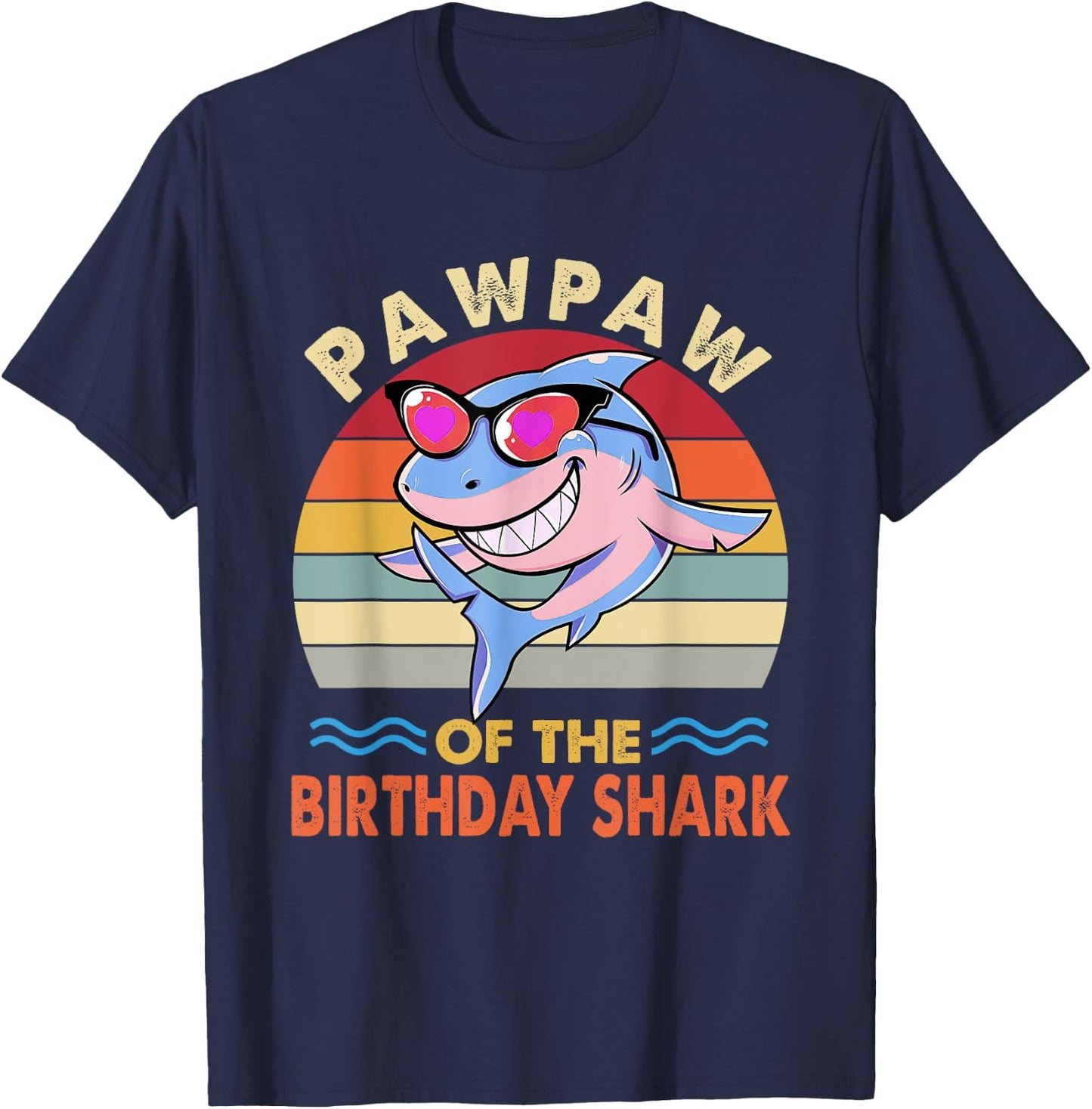 Pawpaw of the Shark Birthday Matching Family T-Shirt - T-Shirt | Navy