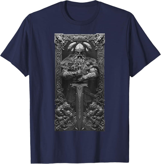 Valhalla Odin Thor Runes Viking Helmet Warrior Viking T-Shirt - T-Shirt | Navy