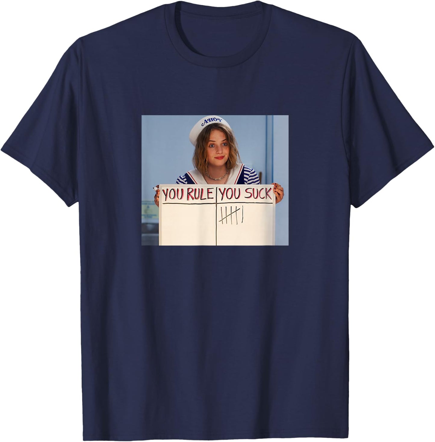 Stranger Things Robin You Rule You Suck Movie Scene Frame T-Shirt - T-Shirt | Navy