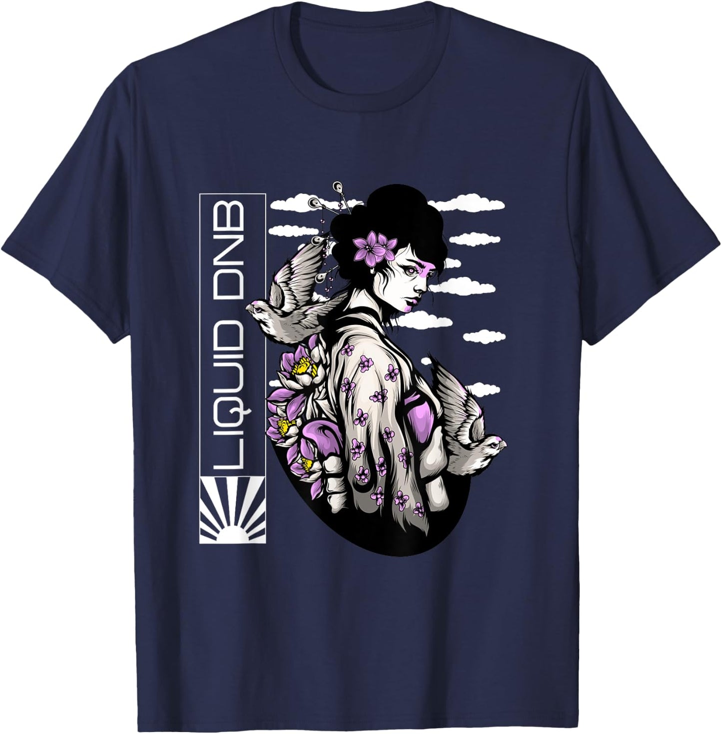 Liquid DnB Music Liquid Jungle EDM Drum And Bass T-Shirt - T-Shirt | Navy