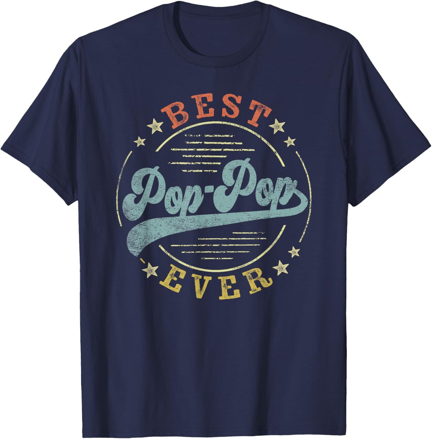 Best Pop-Pop Ever Father's Day PopPop Gifts Vintage Emblem T-Shirt - T-Shirt | Navy