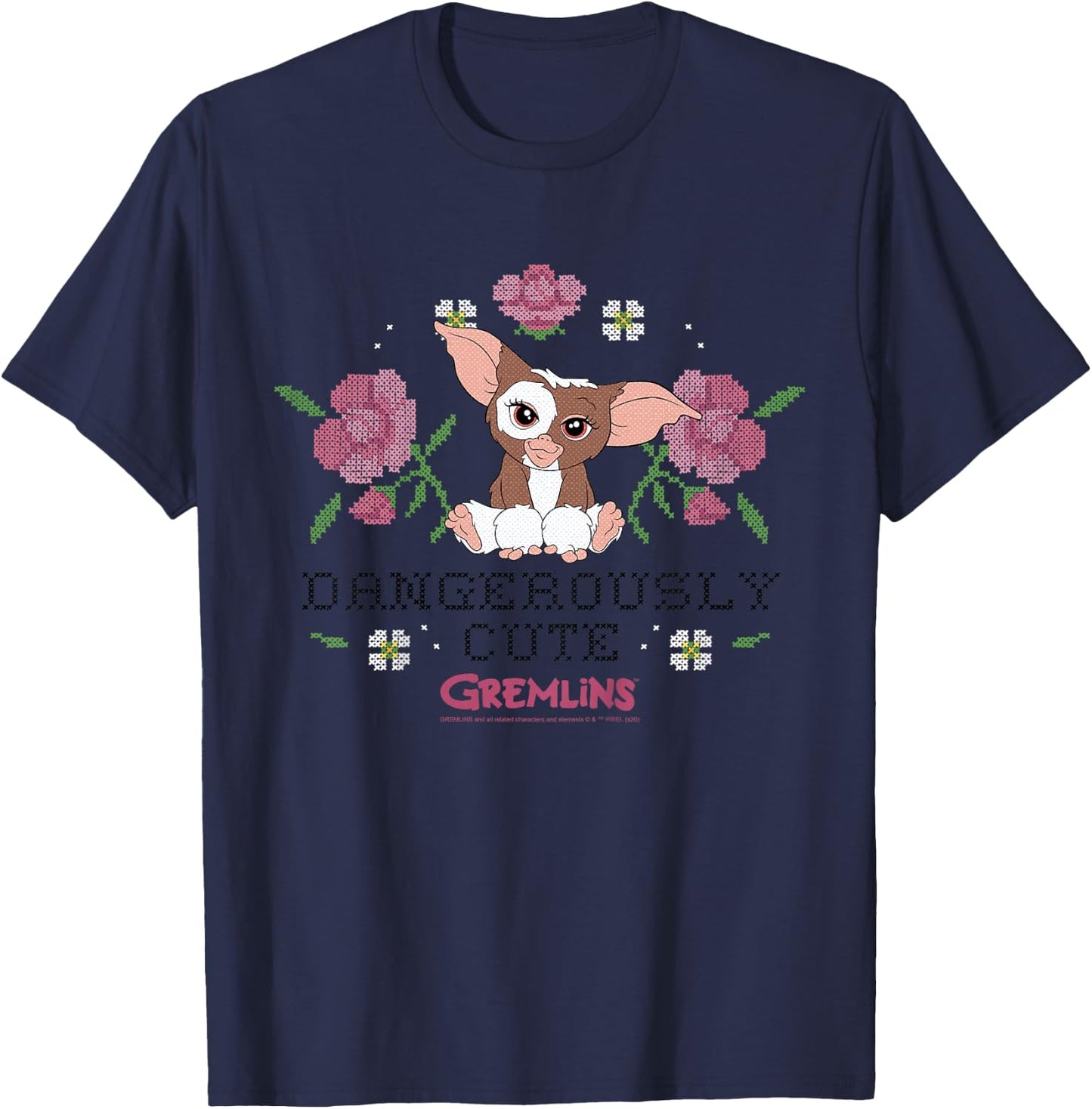 Kids Gremlins Gizmo Dangerously Cute Faux Stitched T-Shirt - T-Shirt | Navy