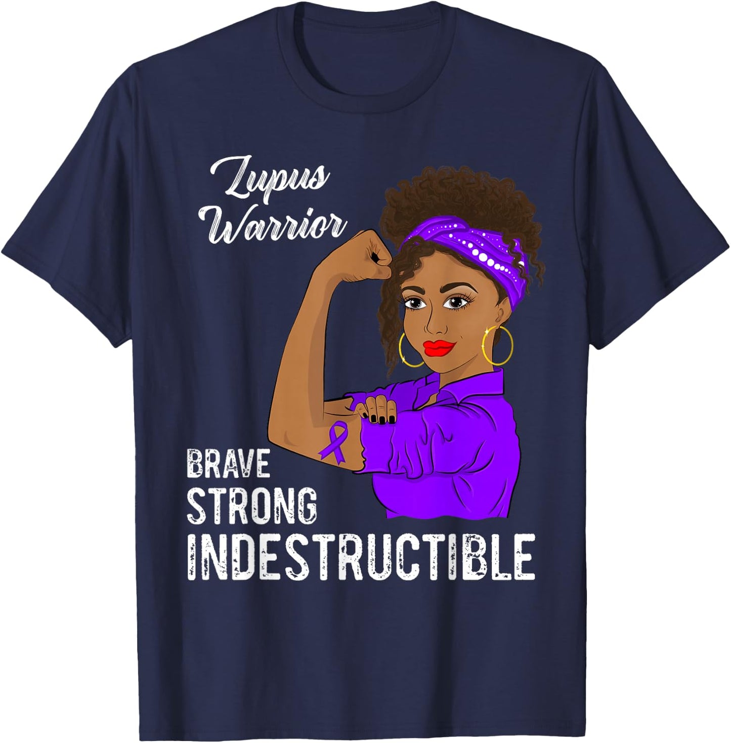 Lupus Warrior Indestructible Survivor Awareness T-Shirt - T-Shirt | Navy