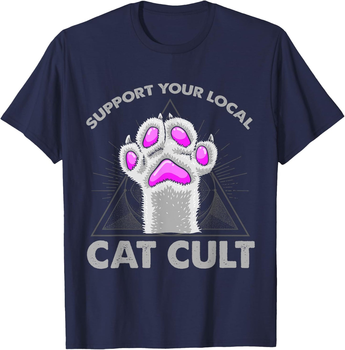 Goth Evil Cat T Shirt Support Your Local Cat Cult Satanic Men Women Girls Kids T-Shirt - T-Shirt | Navy