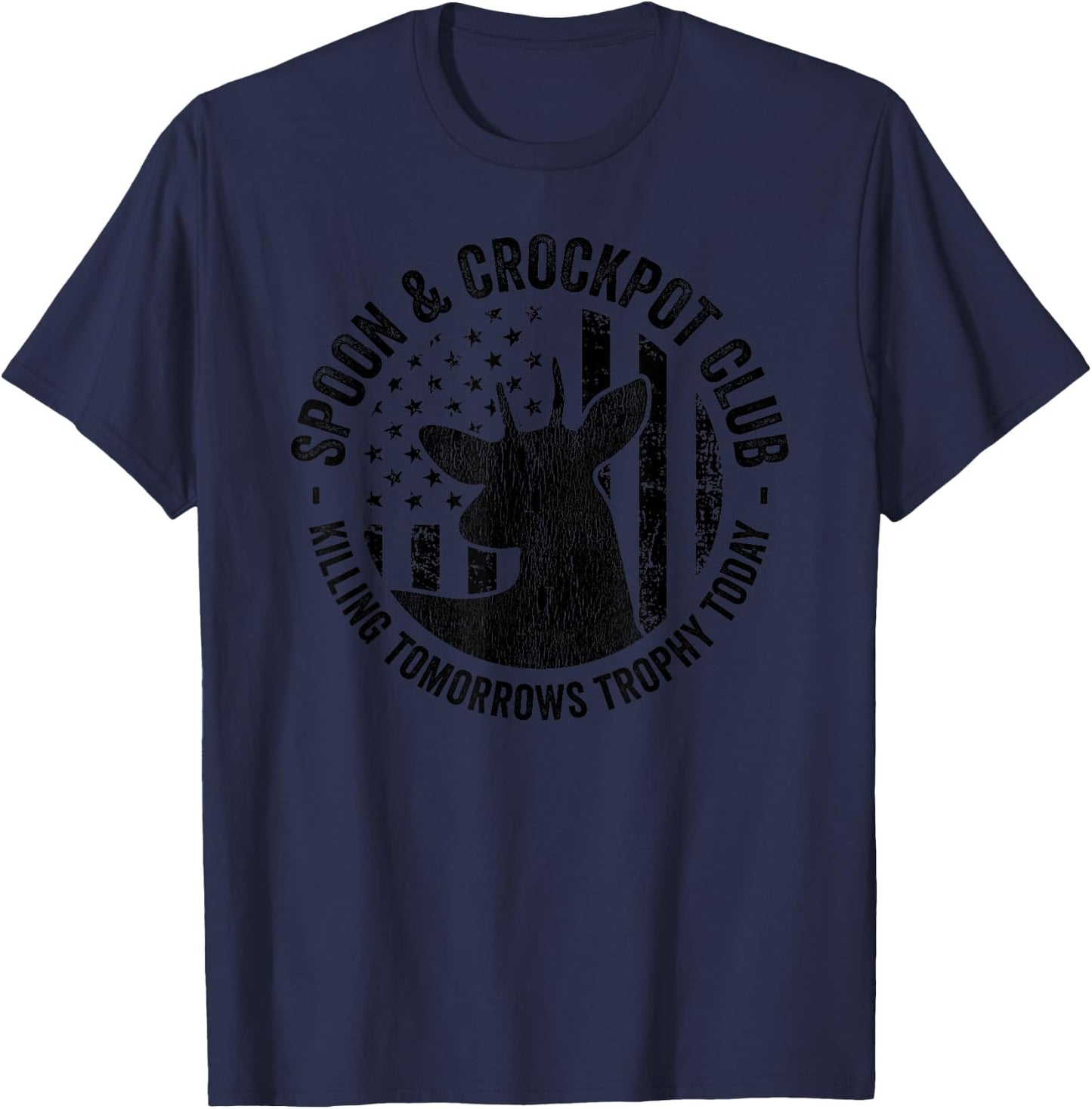 Spoon And Crockpot Club Funny Deer Hunter Hunting Joke Camo T-Shirt - T-Shirt | Navy