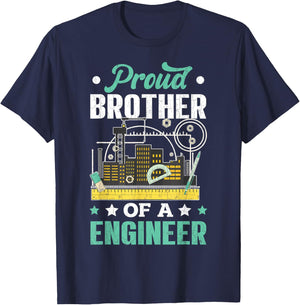 Proud Brother Of Engineer Funny Engineering Expert Graphic T-Shirt - T-Shirt | Navy