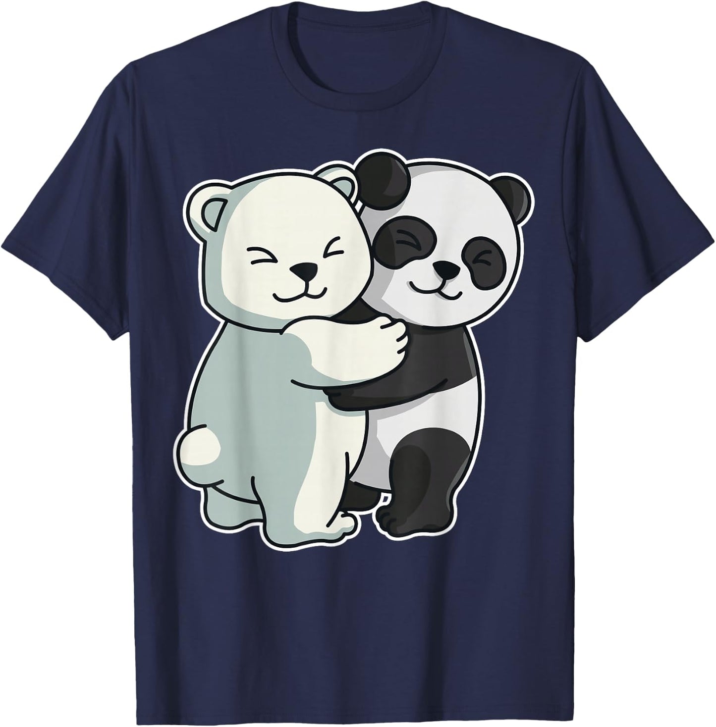 Icebear Panda cute Polar bear Hug Cuddle Animals Hugging T-Shirt - T-Shirt | Navy