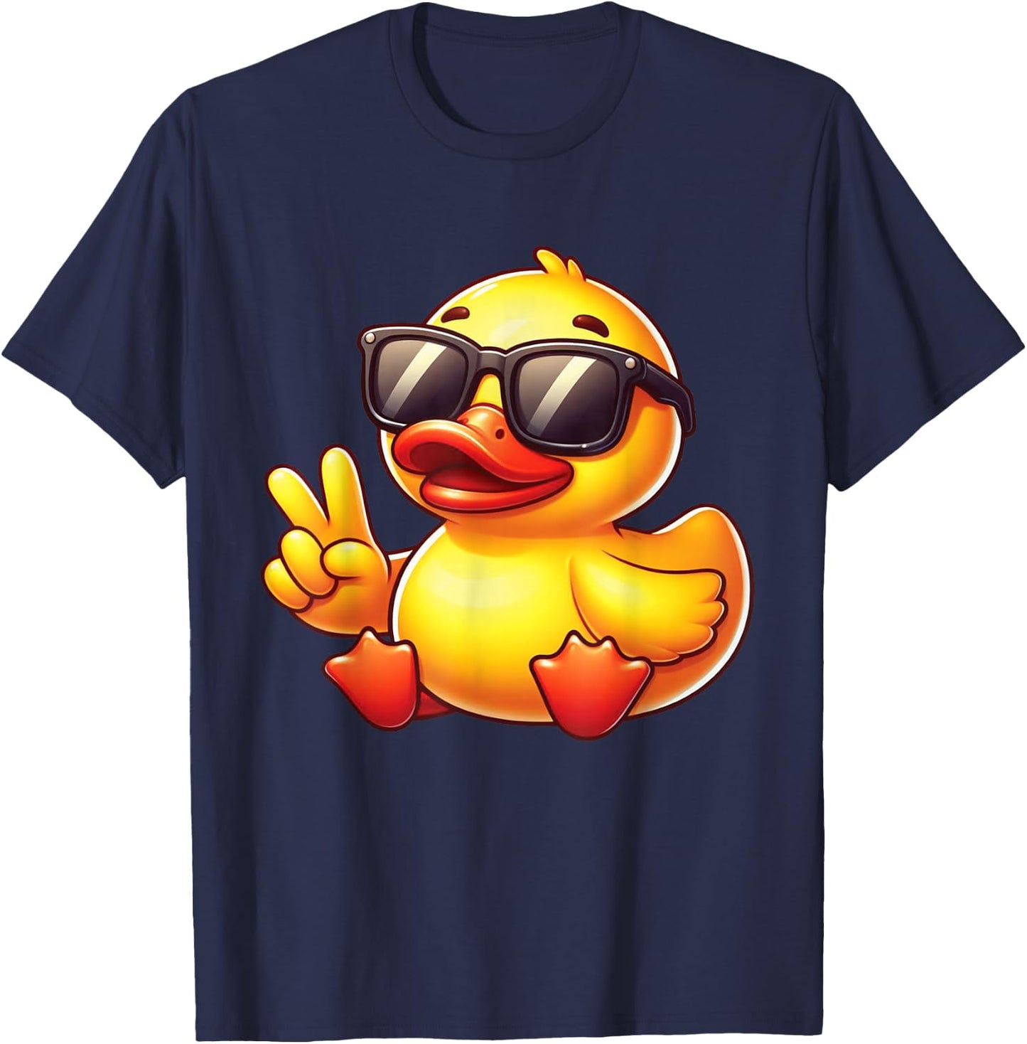 Cool Retro Yellow Rubber Duck in 70s 80s Funny Duck T-Shirt - T-Shirt | Navy