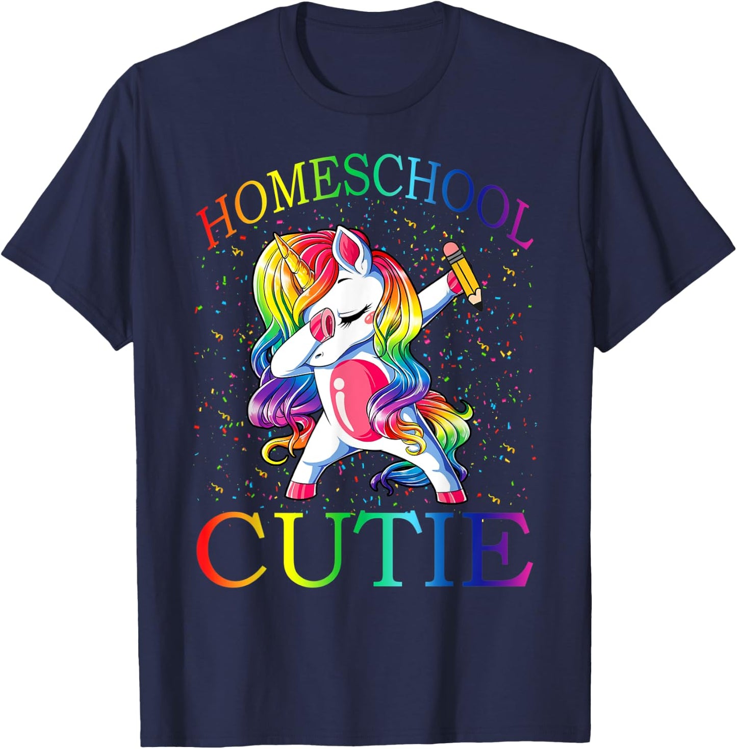 First Day Of School Homeschool Cutie Unicorn T-Shirt - T-Shirt | Navy