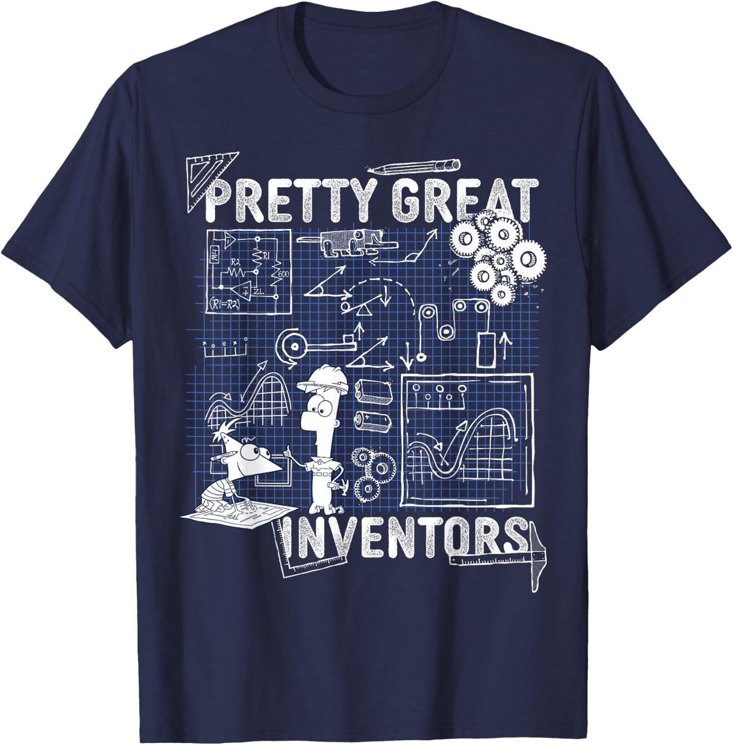Disney Phineas and Ferb Inventions Schematic T-Shirt - T-Shirt | Navy