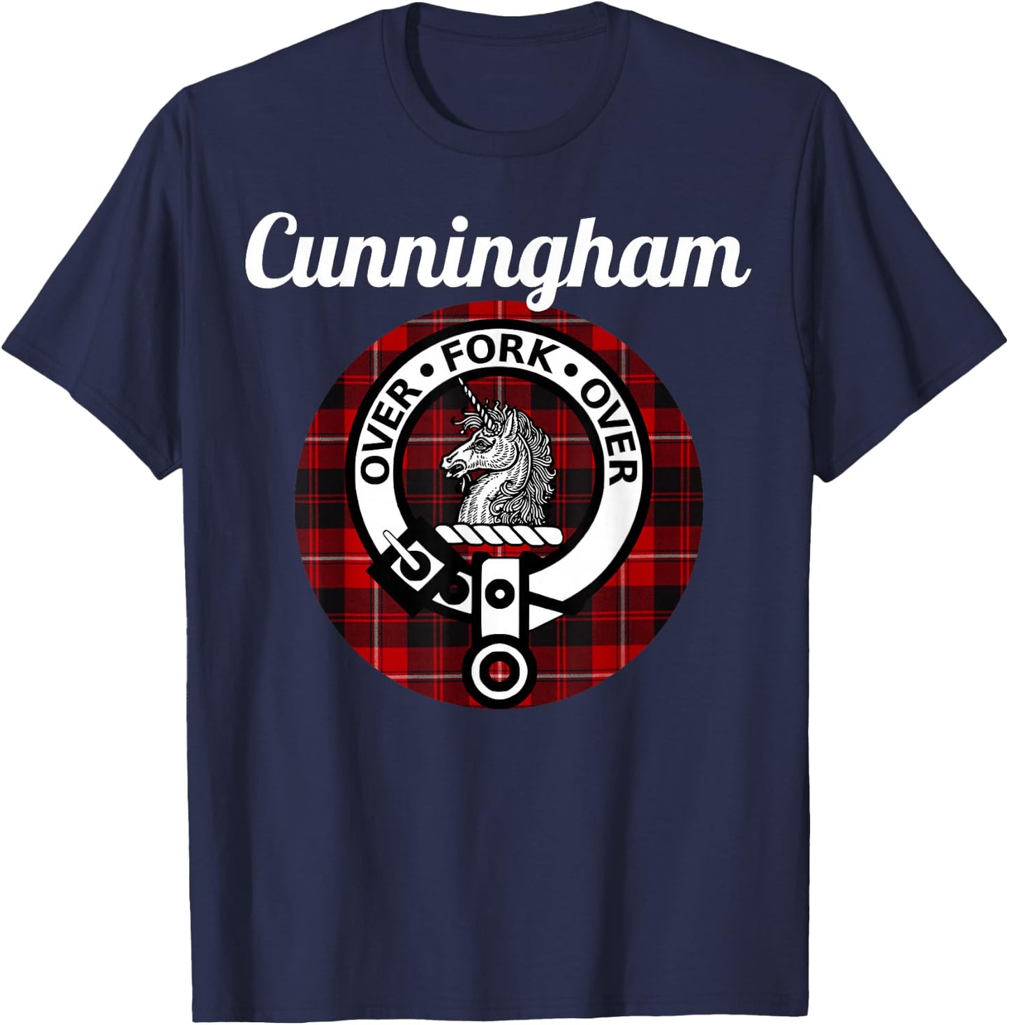 Cunningham Clan Scottish Name Coat Of Arms Tartan T-Shirt - T-Shirt | Navy