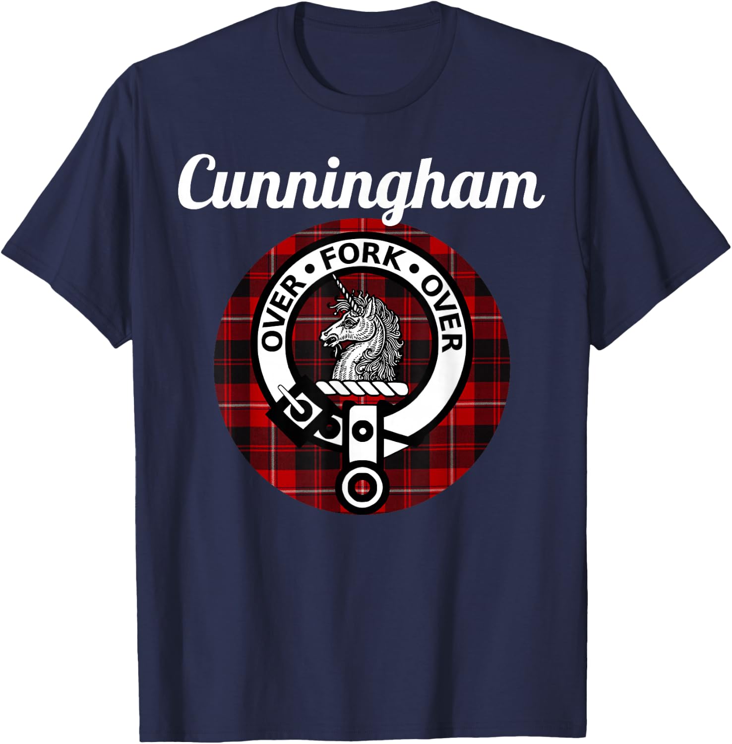 Cunningham Clan Scottish Name Coat Of Arms Tartan T-Shirt - T-Shirt | Navy