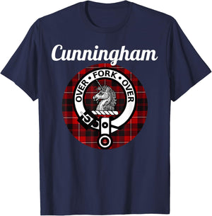 Cunningham Clan Scottish Name Coat Of Arms Tartan T-Shirt - T-Shirt | Navy