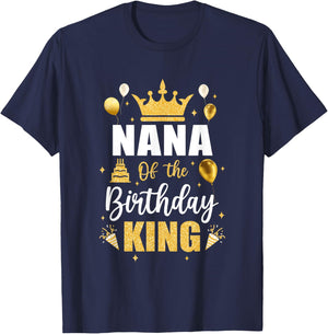 Nana Of The Birthday King Boys Men Bday Party T-Shirt - T-Shirt | Navy