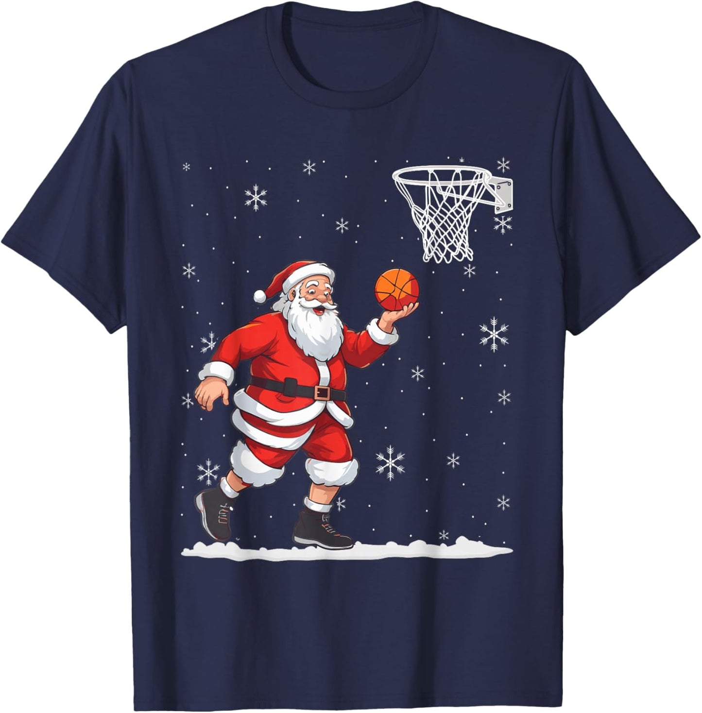 Basketball Christmas Men Boys Basketball Santa Claus T-Shirt - T-Shirt | Navy