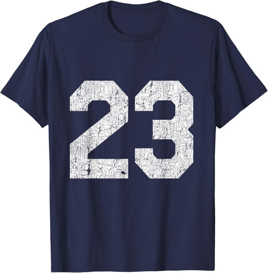 Jersey Uniform Number #23, Sports Birthday T-Shirt - T-Shirt | Navy