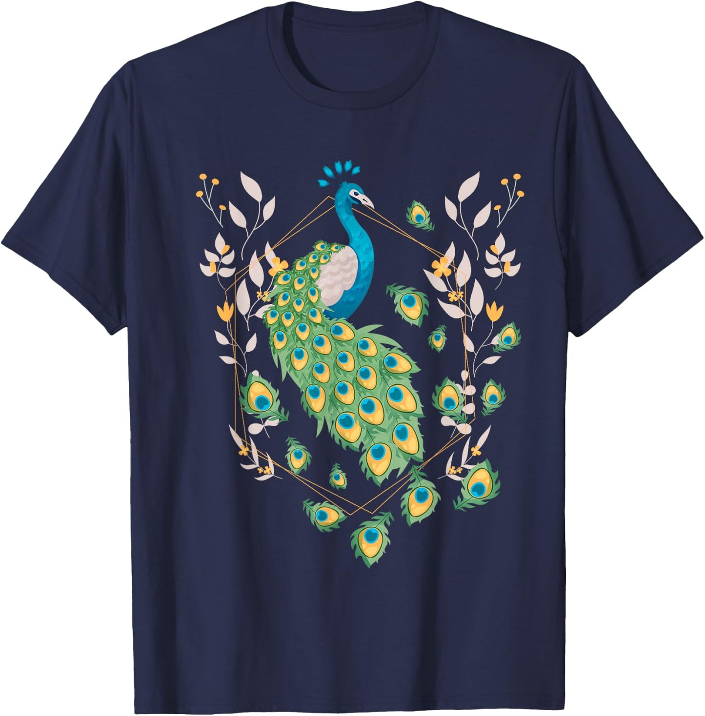 Colorful Peacock T-Shirt - T-Shirt | Navy