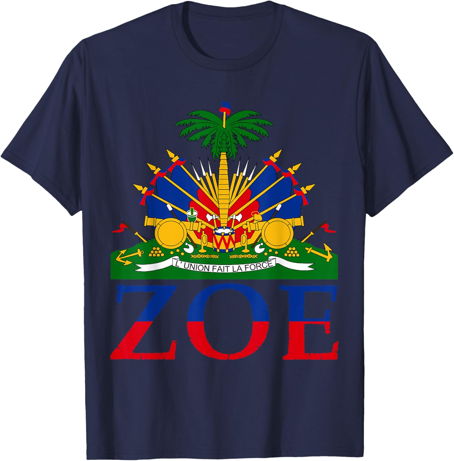 Zoe | Cute Haiti Honored Flag Day Gift T-Shirt - T-Shirt | Navy