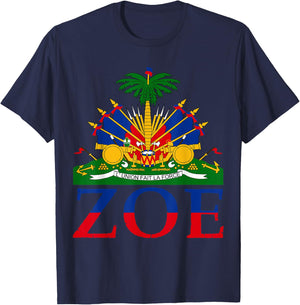 Zoe | Cute Haiti Honored Flag Day Gift T-Shirt - T-Shirt | Navy