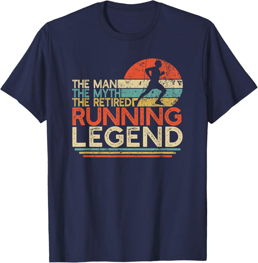Funny Runner Retirement Gift Man Myth Retired Running Legend T-Shirt - T-Shirt | Navy