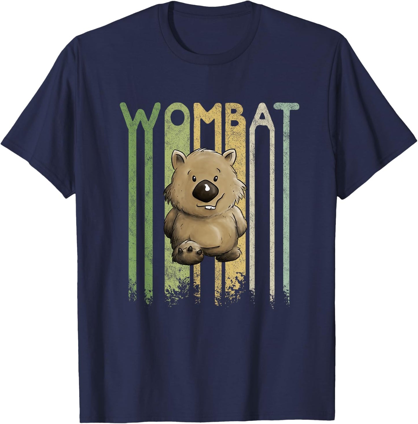 Funky Retro Style Cute Cartoon Marsupial Wombat T-Shirt - T-Shirt | Navy