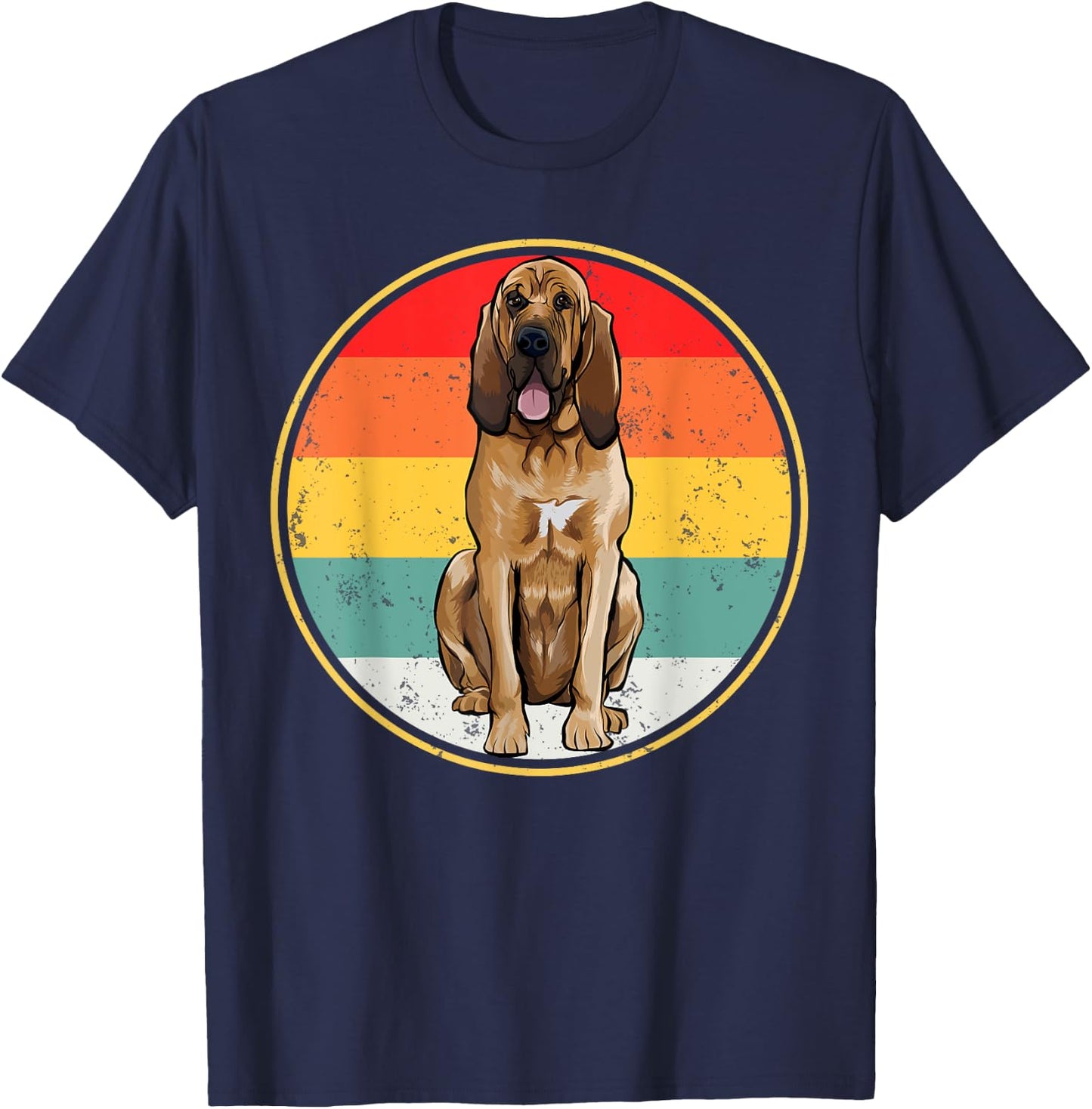 Vintage Retro Sunset Bloodhound Dog Men Women T-Shirt - T-Shirt | Navy