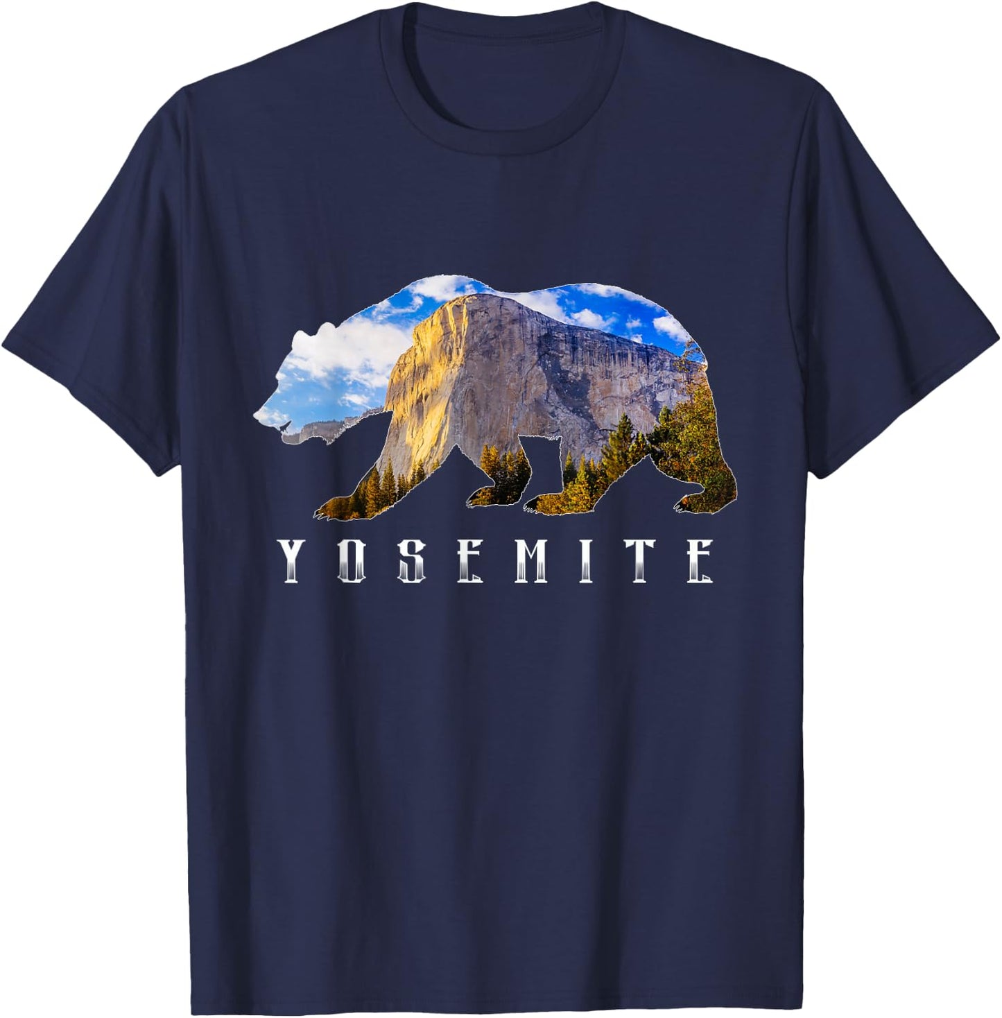 California Bear with Yosemite National Park Image Souvenir T-Shirt - T-Shirt | Navy