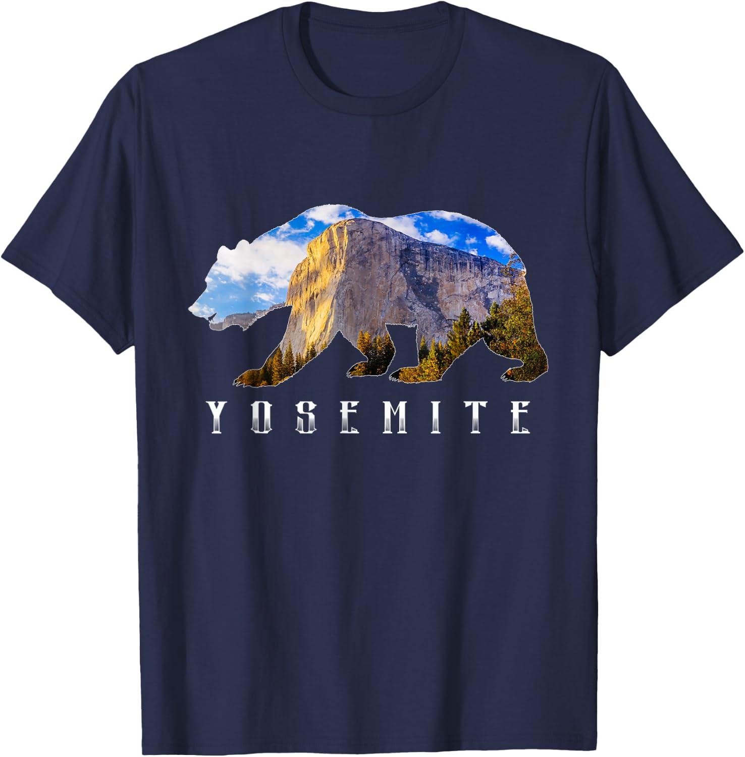 California Bear with Yosemite National Park Image Souvenir T-Shirt - T-Shirt | Navy