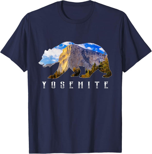 California Bear with Yosemite National Park Image Souvenir T-Shirt - T-Shirt | Navy