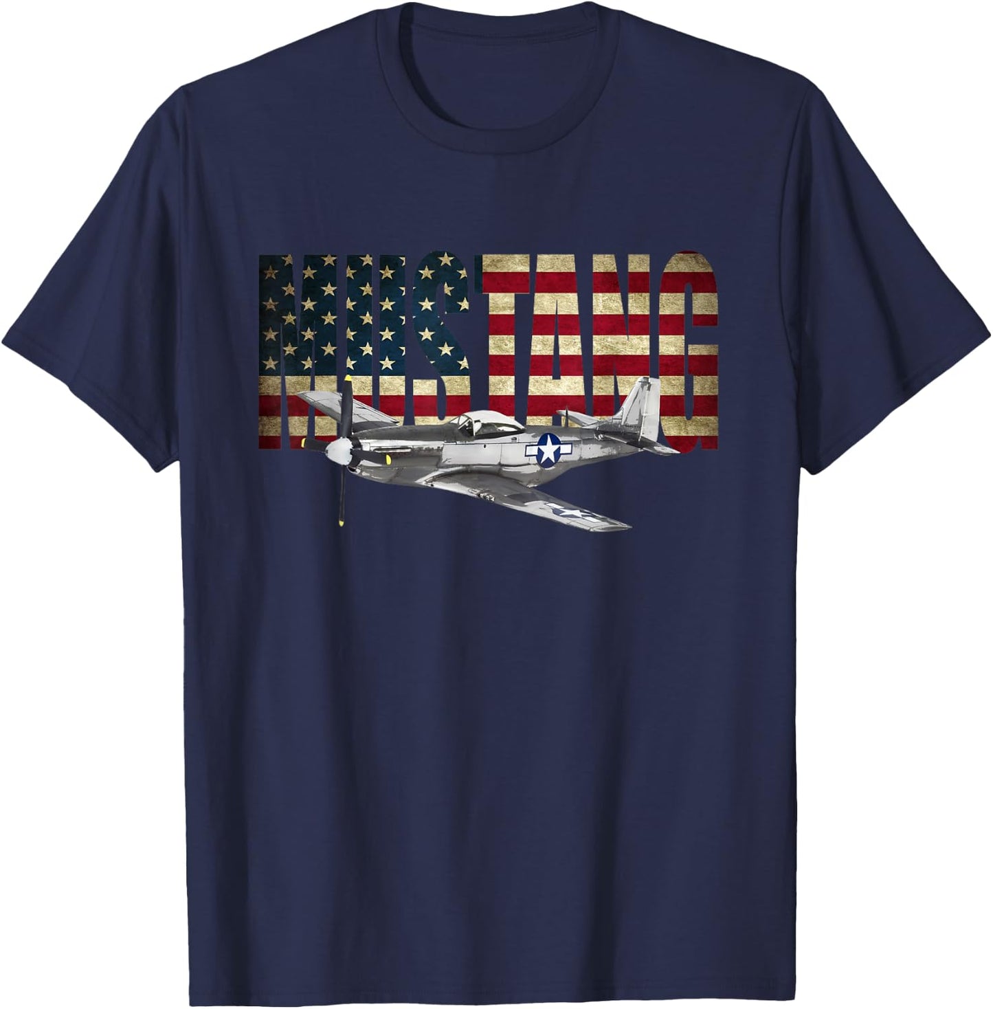 P-51 Mustang Airplane T-Shirt - T-Shirt | Navy