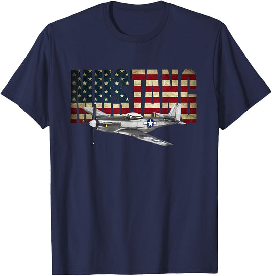 P-51 Mustang Airplane T-Shirt - T-Shirt | Navy