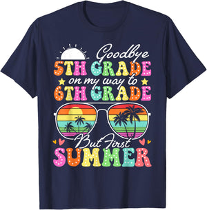 Goodbye 5th Grade Graduation To 6th Grade Hello Summer Funny T-Shirt - T-Shirt | Navy