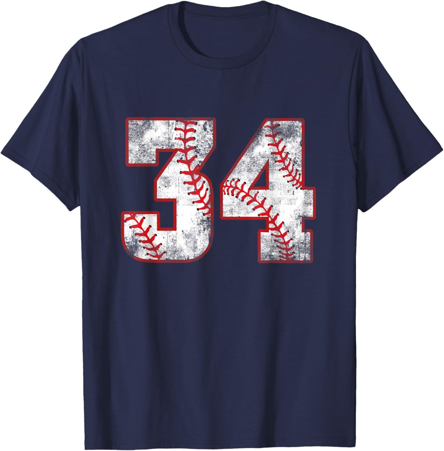 Vintage Baseball 34 Jersey Number T-Shirt - T-Shirt | Navy