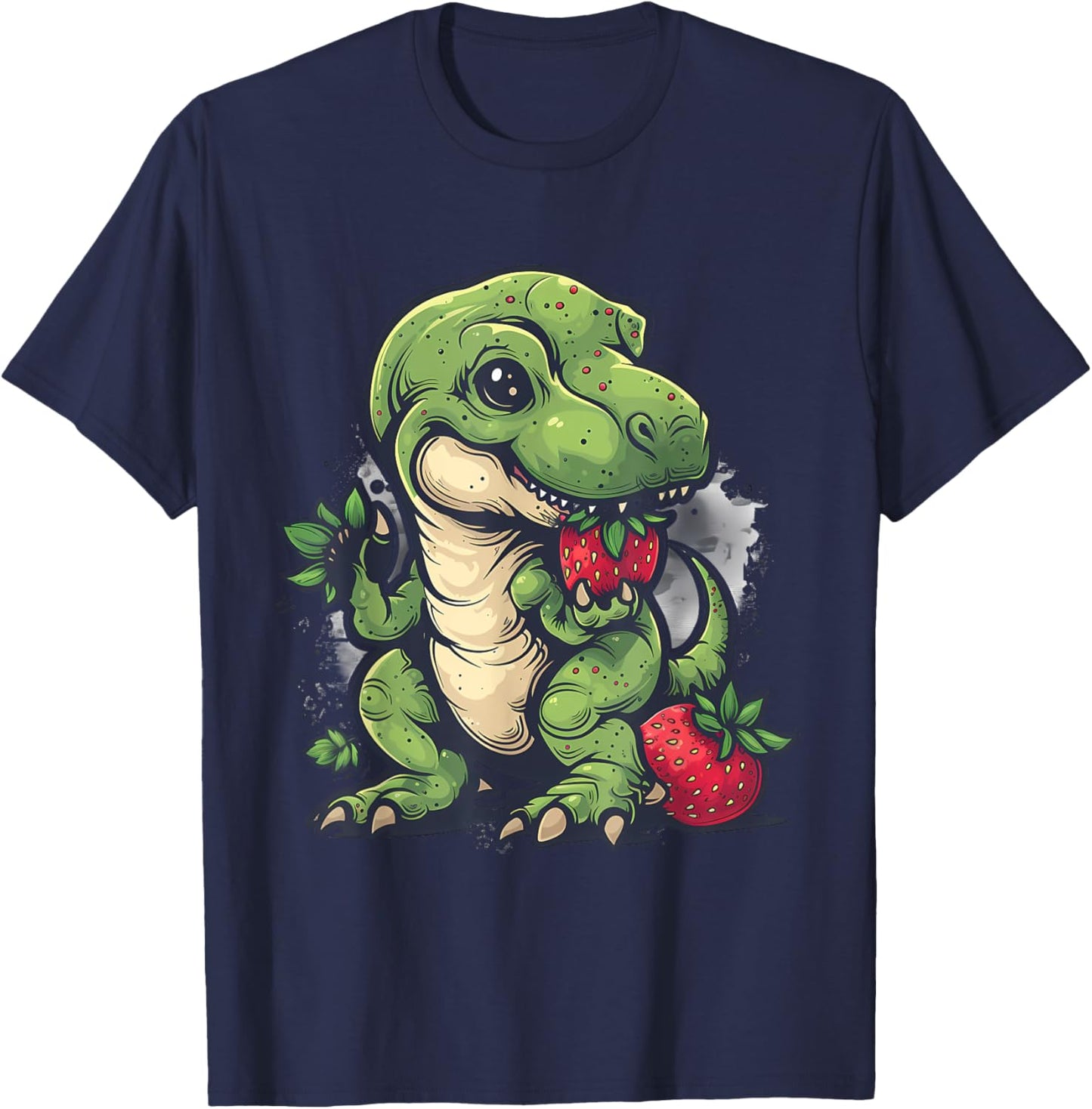 Strawberry Dinosaur Cute Dino Wildlife Strawberries T-Rex T-Shirt - T-Shirt | Navy