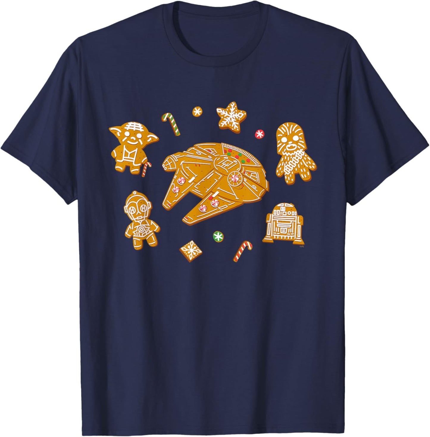 Star Wars Holiday Christmas Gingerbread Cookie Heroes T-Shirt - T-Shirt | Navy