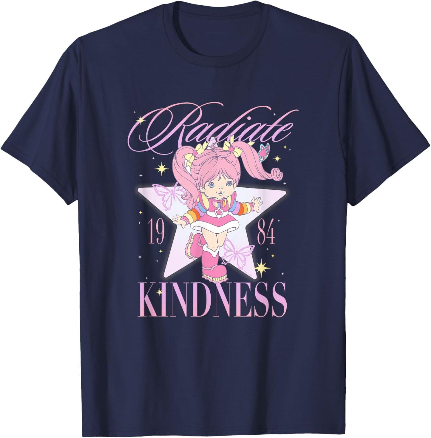 Rainbow Brite Radiate Kindness 1984 Tickled Pink Retro Shot T-Shirt - T-Shirt | Navy