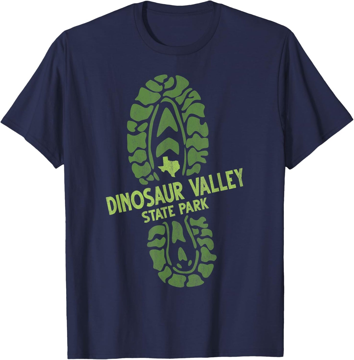 I Love Dinosaur Valley State Park Texas TX Hiking Boot Print T-Shirt - T-Shirt | Navy