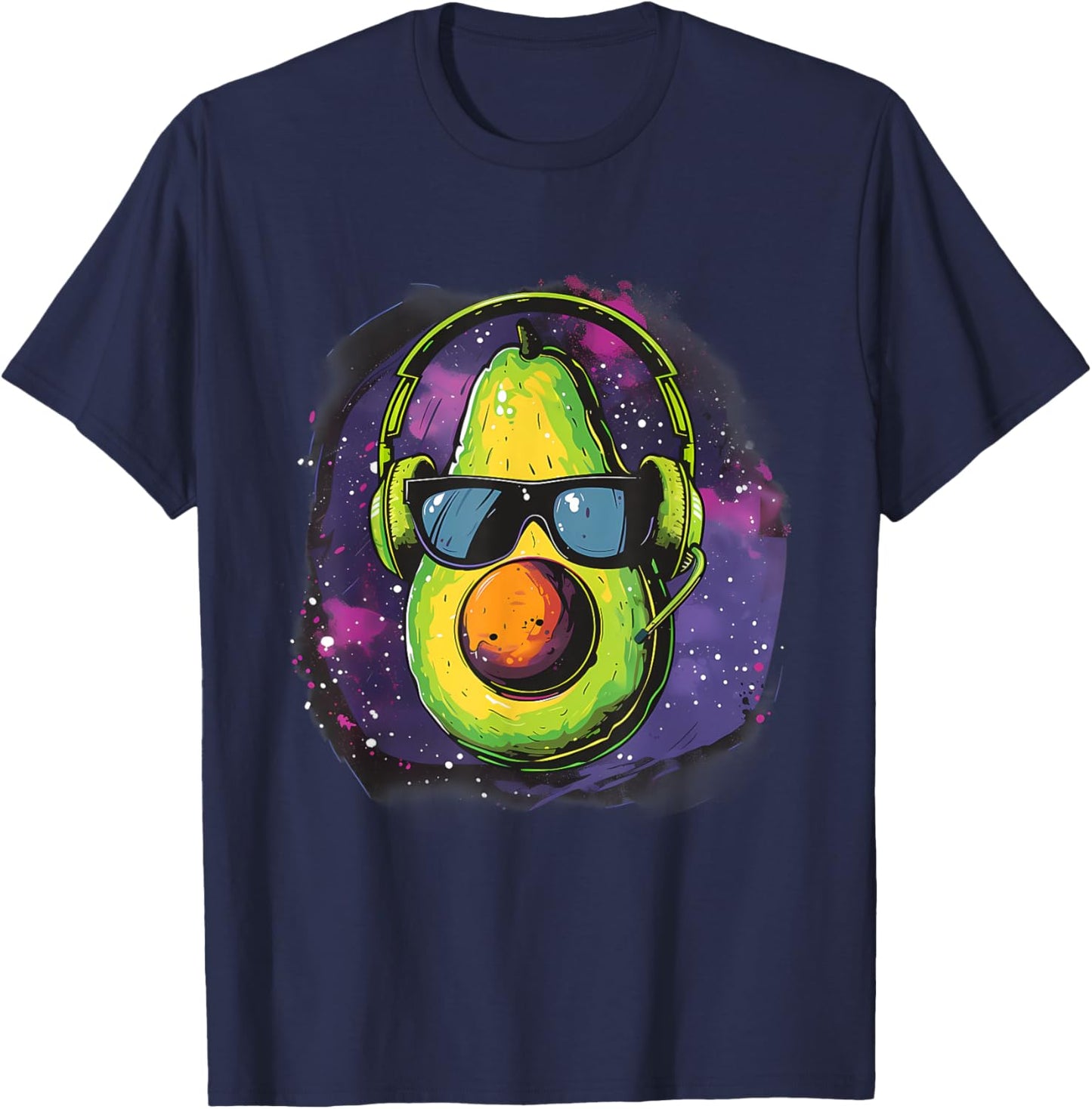 Techno Dance Club Music Headphones Beatmaker Avocado DJ T-Shirt - T-Shirt | Navy