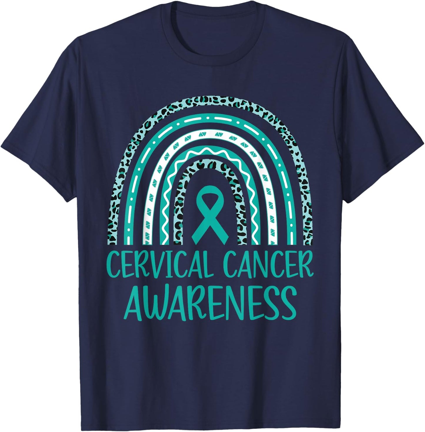 In January We Wear Teal and White Cervical Cancer Awareness T-Shirt - T-Shirt | Navy