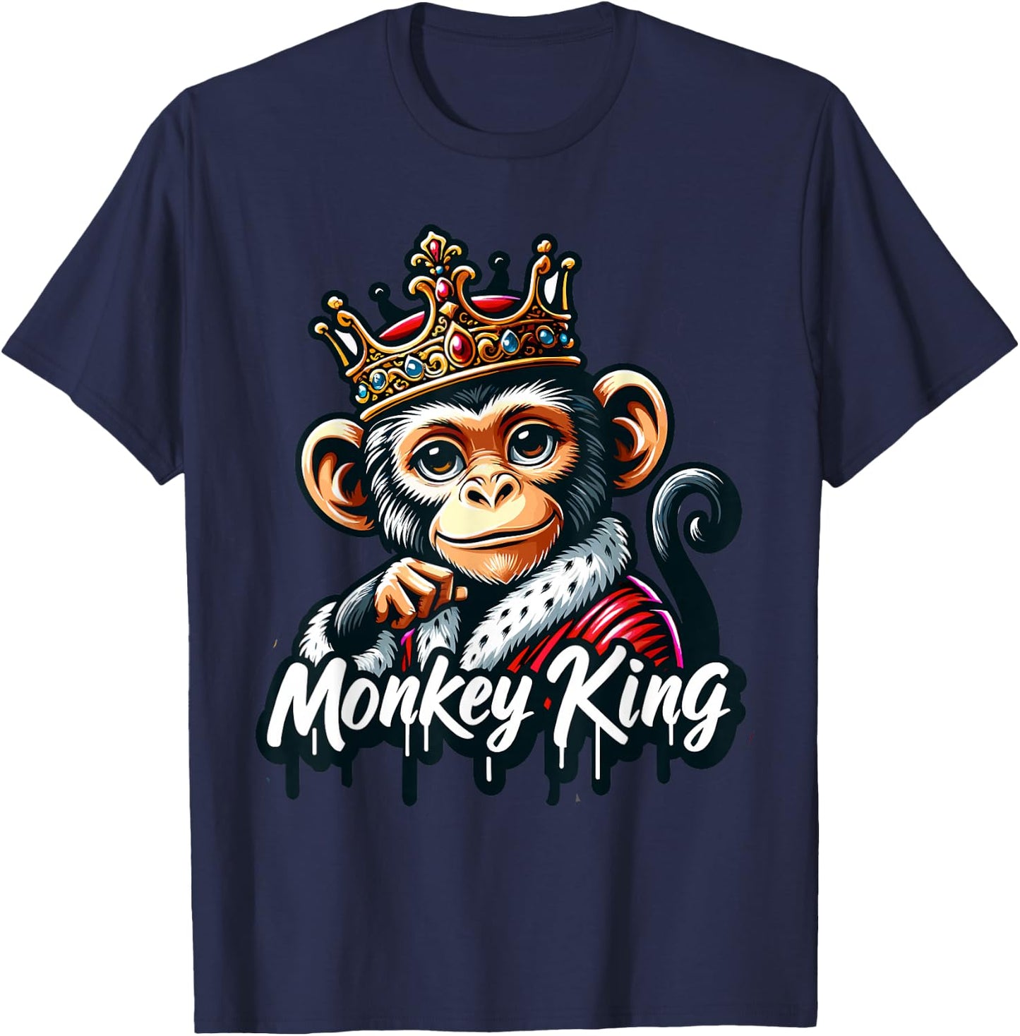 Monkey King | Boys Monkey Lover | Monkey T-Shirt - T-Shirt | Navy