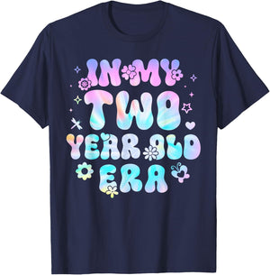 Groovy In My Two Year Old Era Girl 2nd Birthday 2 Yrs Old T-Shirt - T-Shirt | Navy