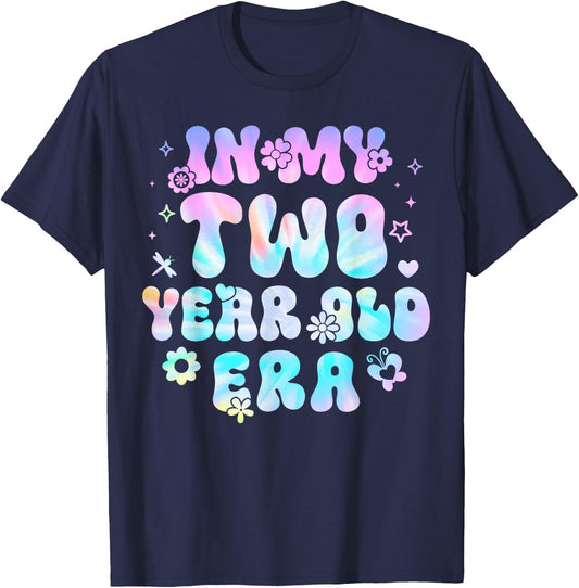 Groovy In My Two Year Old Era Girl 2nd Birthday 2 Yrs Old T-Shirt - T-Shirt | Navy
