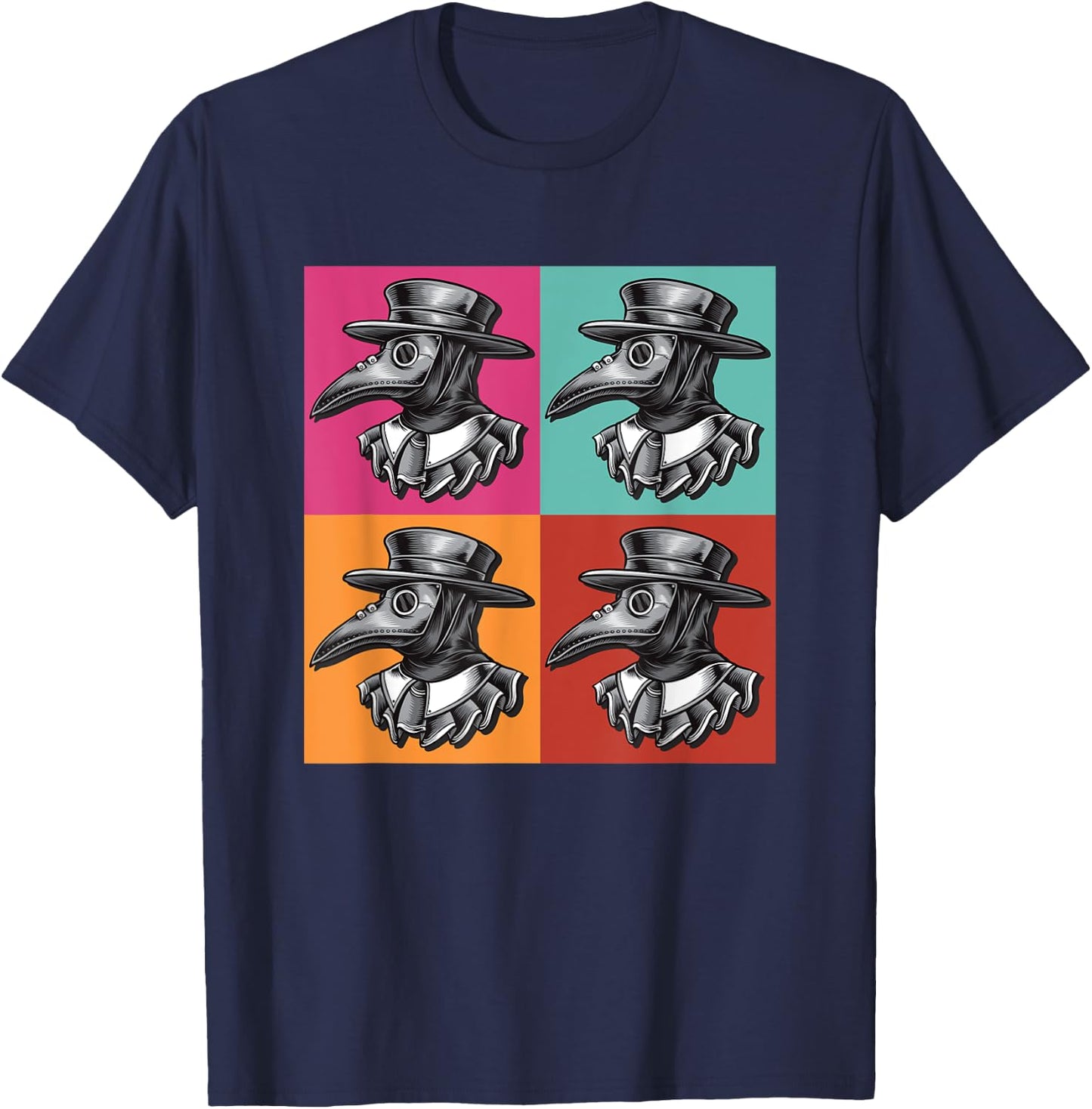 Plague Doctor Medieval Steampunk Popart T-Shirt - T-Shirt | Navy
