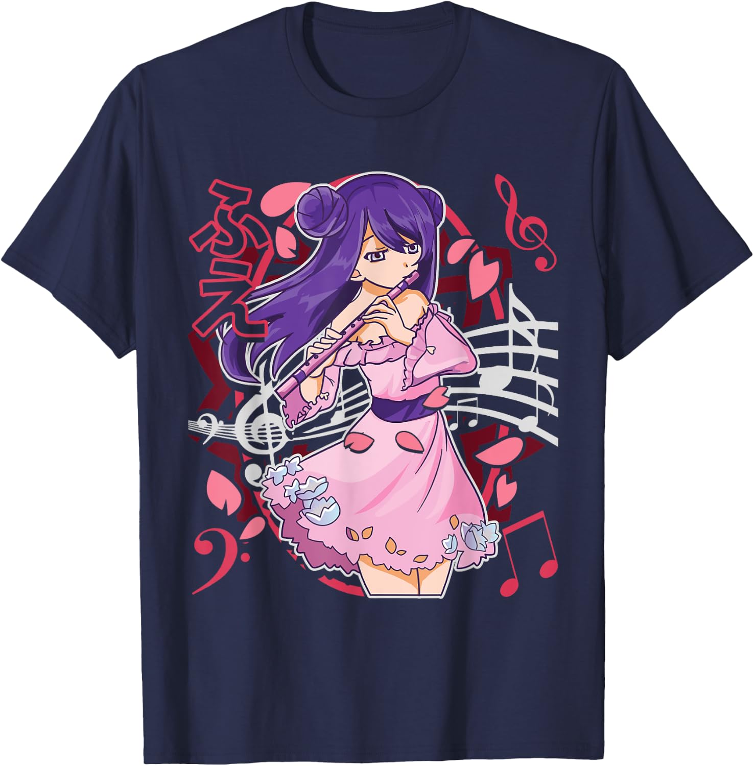 The Flutist | Anime Flute Musician Marching Band Manga Otaku T-Shirt - T-Shirt | Navy