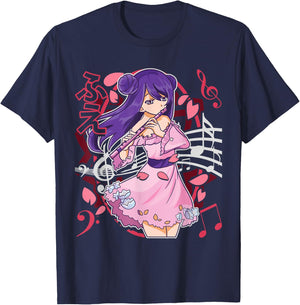 The Flutist | Anime Flute Musician Marching Band Manga Otaku T-Shirt - T-Shirt | Navy