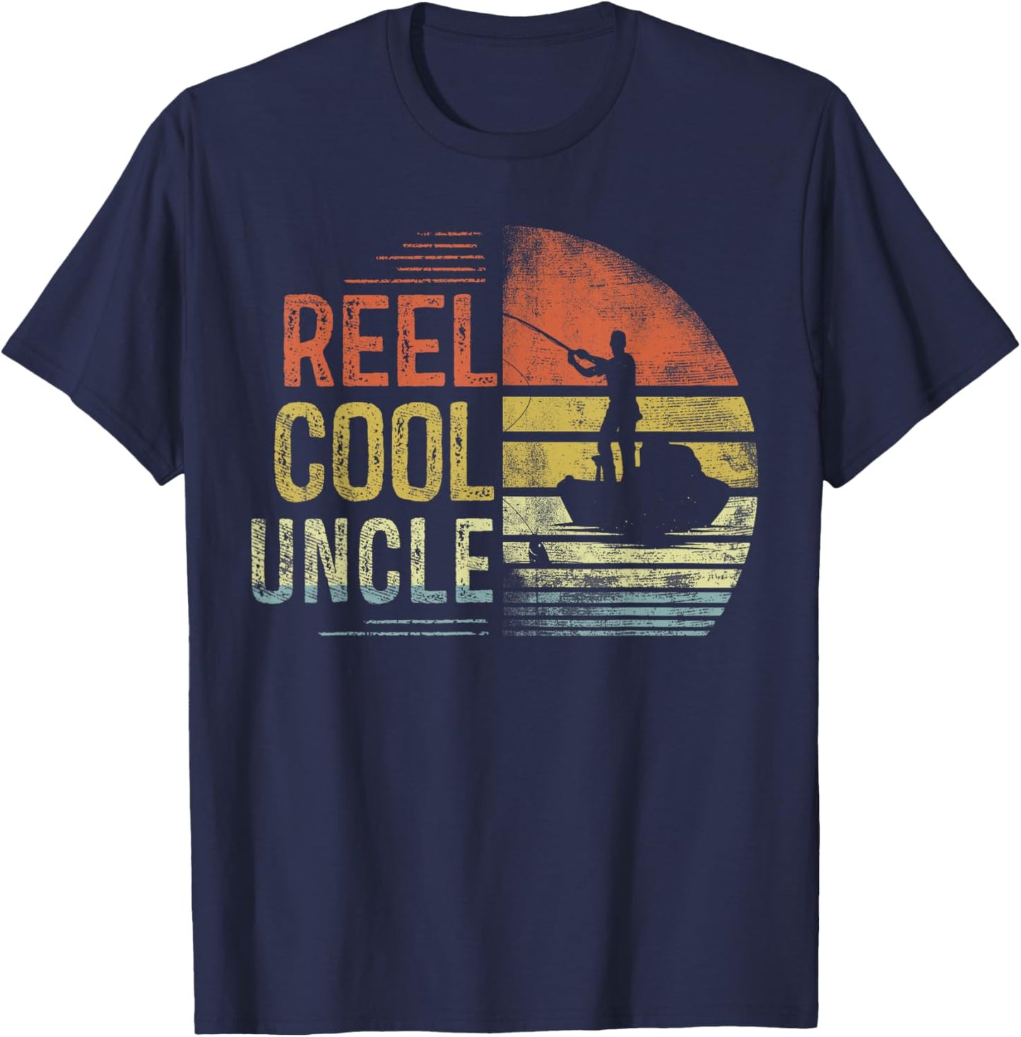 Reel Cool Uncle Fishing Gifts Uncle Birthday Vintage T-Shirt - T-Shirt | Navy