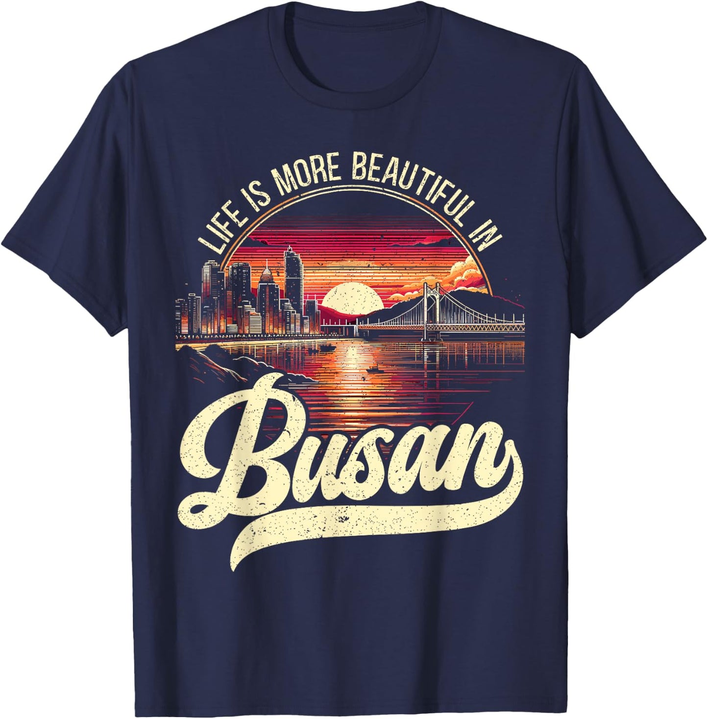 Busan South Korea Country Travel Vacation Korean T-Shirt - T-Shirt | Navy