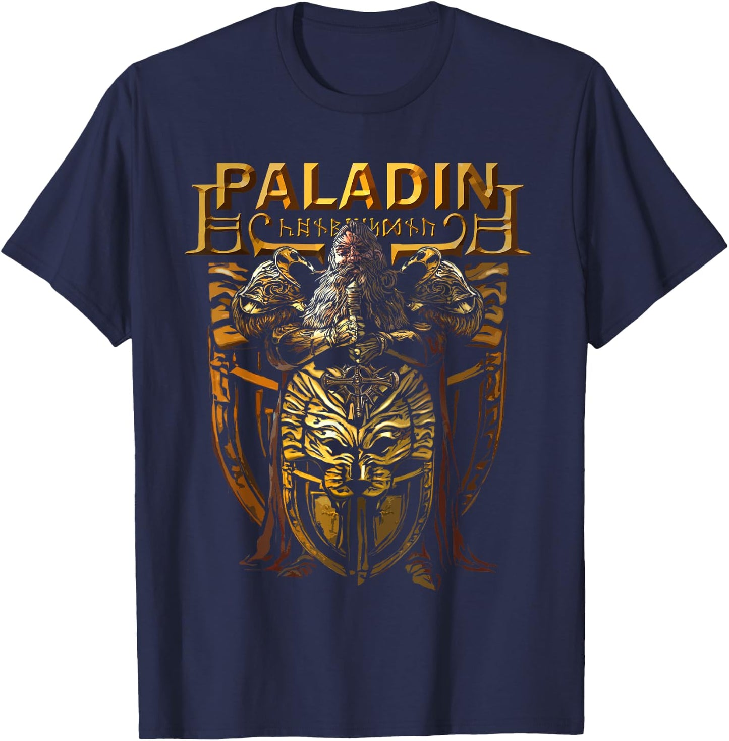 Dwarven Paladin, Dwarf Knight, Tabletop RPG Fantasy Gamers T-Shirt - T-Shirt | Navy