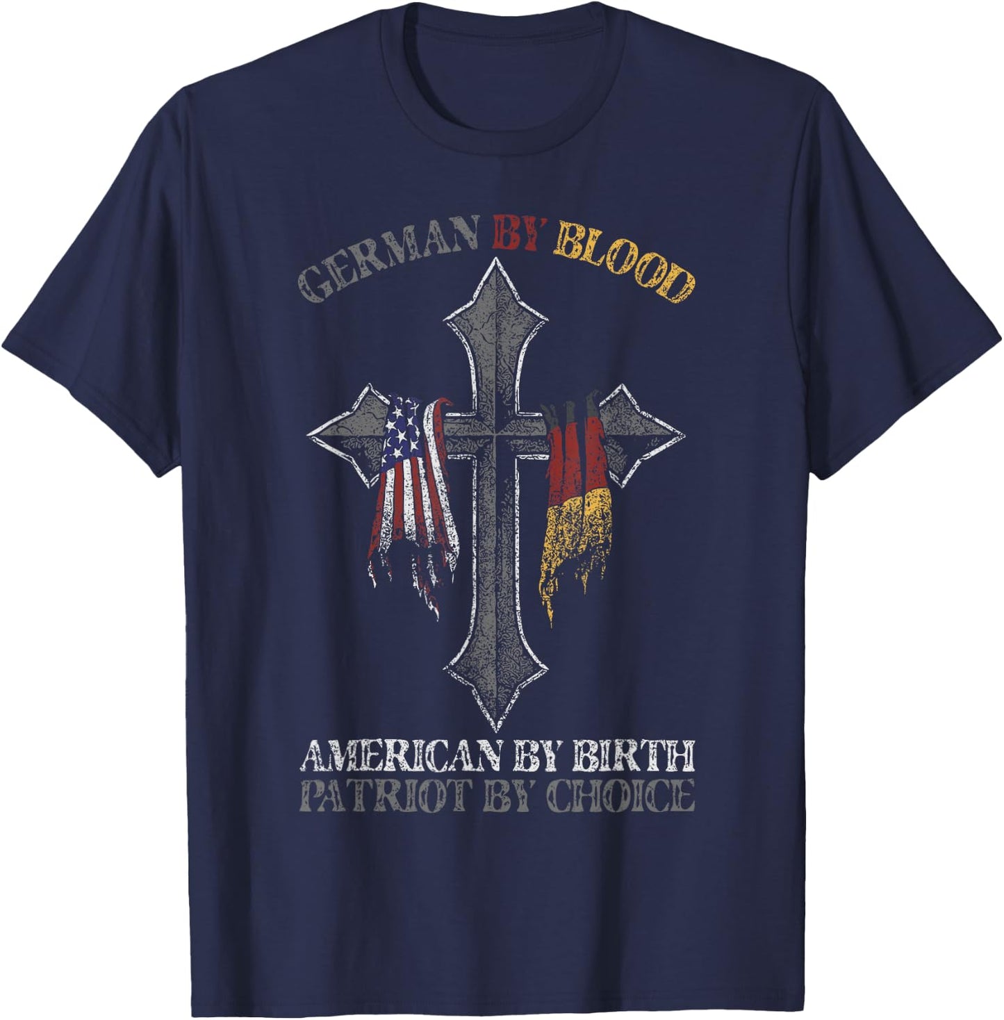 German By Blood America By Birth Cross T-Shirt - T-Shirt | Navy