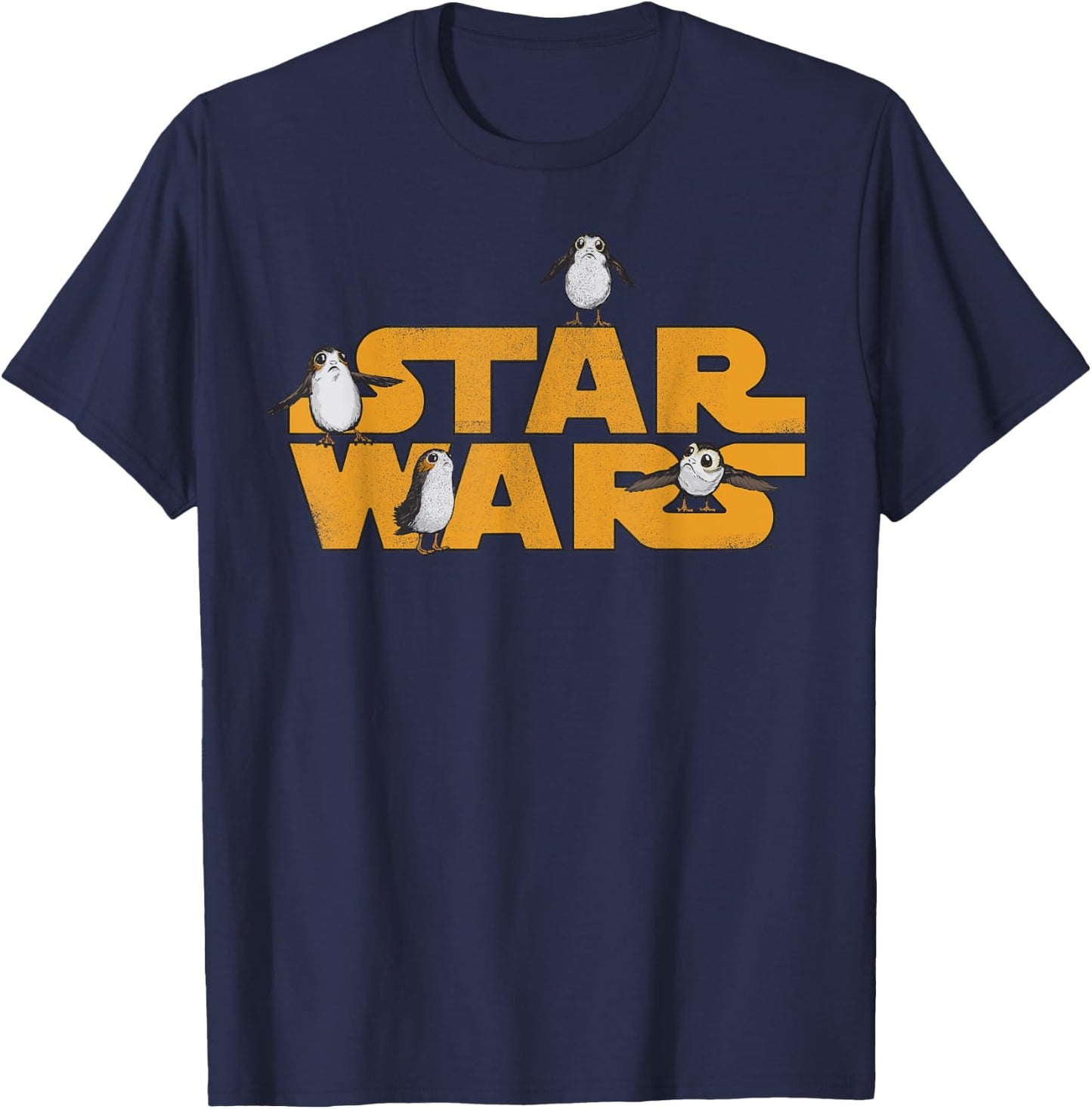 Star Wars Logo with Porgs T-Shirt - T-Shirt | Navy